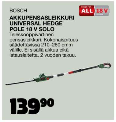 Bosch Akkupensasleikkuri Universal Hedge Pole 18 V Solo