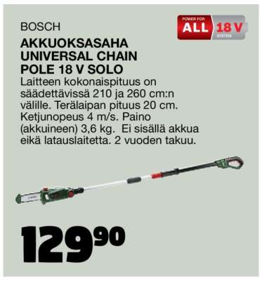 BOSCH AKKUOKSASAHA UNIVERSAL CHAIN POLE 18 V SOLO