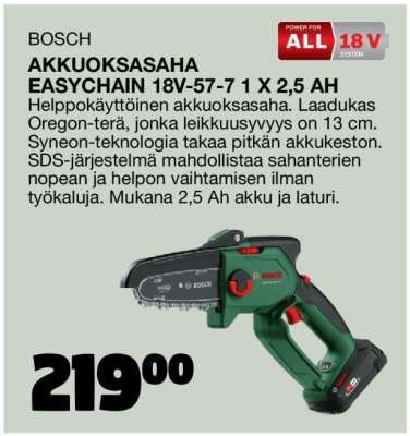 BOSCH AKKUOKSASAHA EASYCHAIN 18V-57-7 1 X 2,5 AH