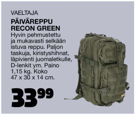 Päiväreppu Recon Green