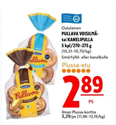 Oululainen PULLAVA VOISILMÄ- tai KANELIPULLA
