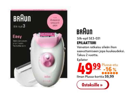 BRAUN Silk-epil SE3-031 EPILAATTORI