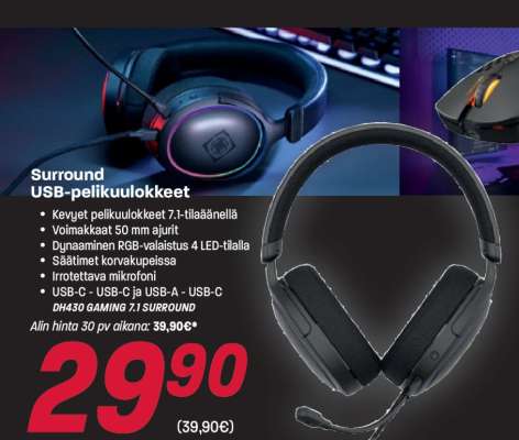 Surround USB-pelikuulokkeet