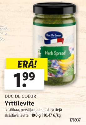 DUC DE COEUR Yrttilevite
