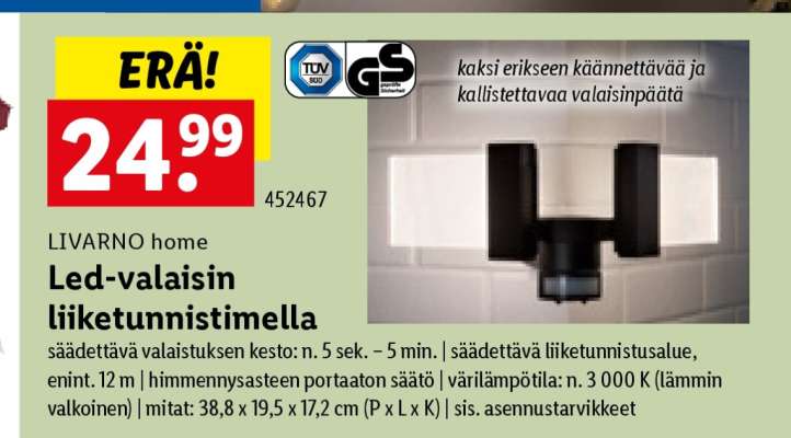 Led-valaisin liiketunnistimella