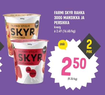 Farmi Skyr Rahka 300g Mansikka ja Persikka