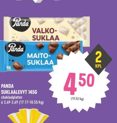 Panda Suklaalevyt 145g