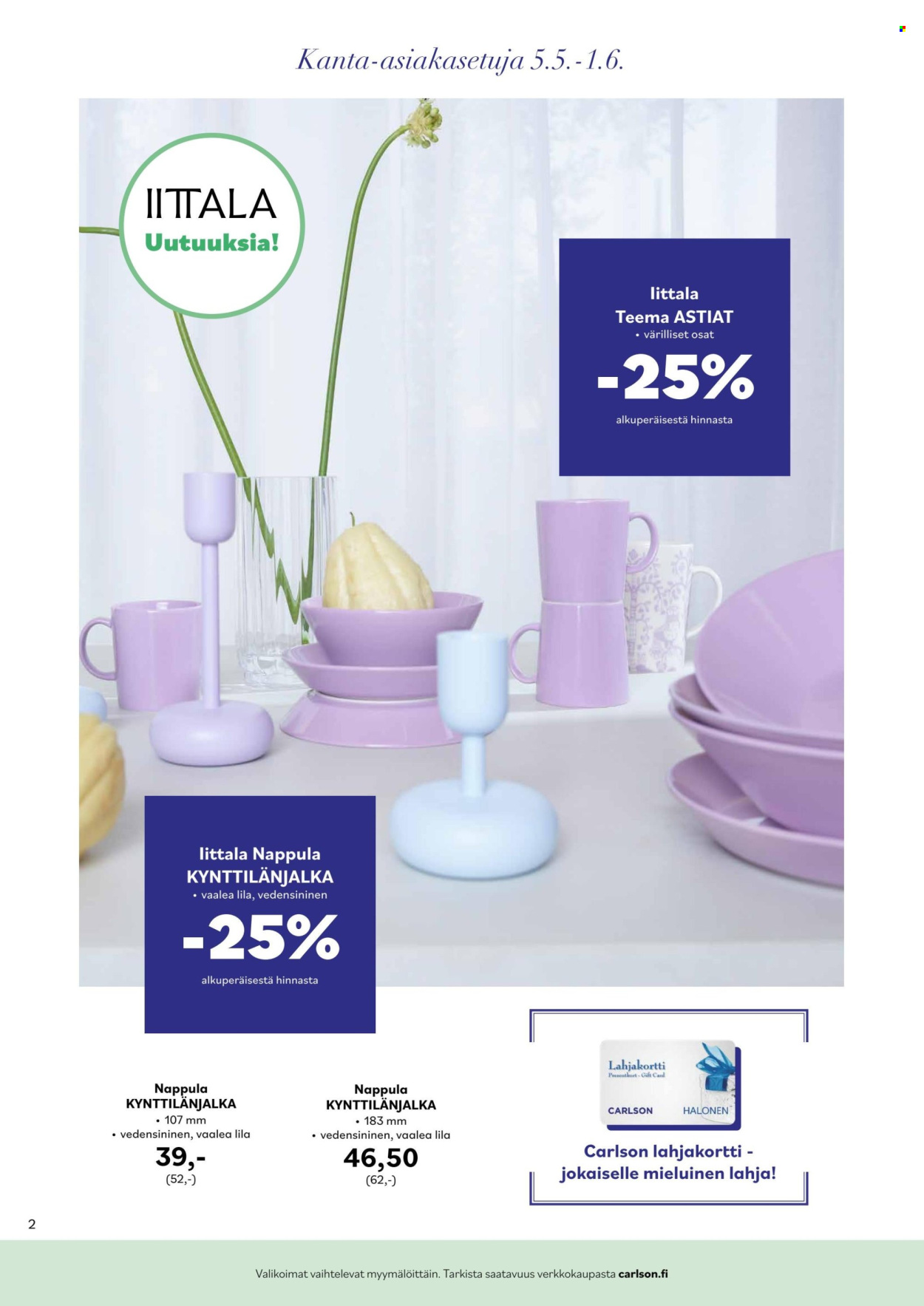 Carlson tarjouslehti  - 05.05.2025 - 01.06.2025.