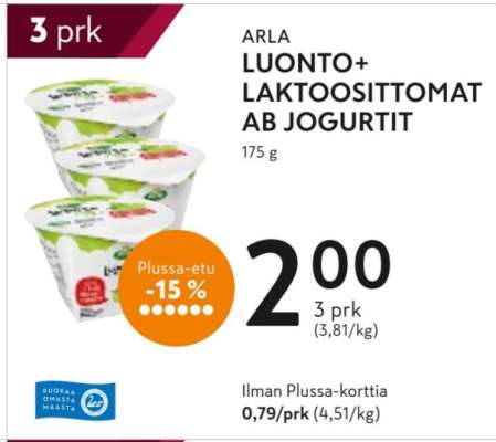 ARLA LUONTO+ LAKTOOSITTOMAT AB JOGURTIT