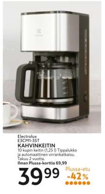 Electrolux E3CM1-3ST KAHVINKEITIN