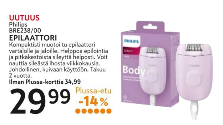 Philips BRE238/00 EPILAATTORI