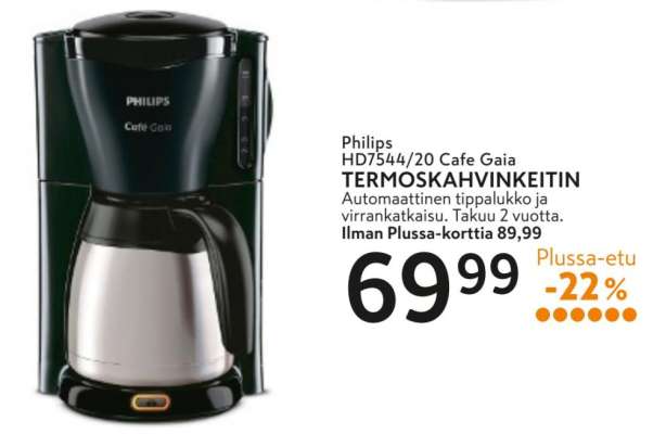 PHILIPS HD7544/20 Cafe Gaia TERMOSKAHVINKEITIN