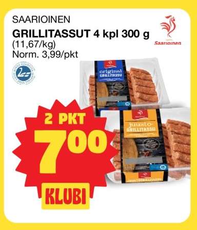 SAARIOINEN GRILLITASSUT 4 kpl 300 g
