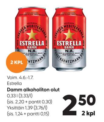 Estrella Damm alkoholiton olut