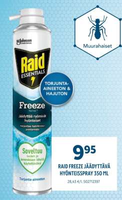 RAID FREEZE JÄÄDYTTÄVÄ HYÖNTEISSPRAY 350 ML