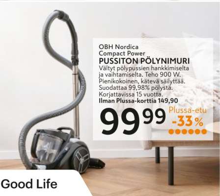 OBH Nordica Compact Power PUSSITON PÖLYNIMURI