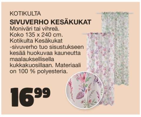 KOTIKULTA SIVUVERHO KESÄKUKAT