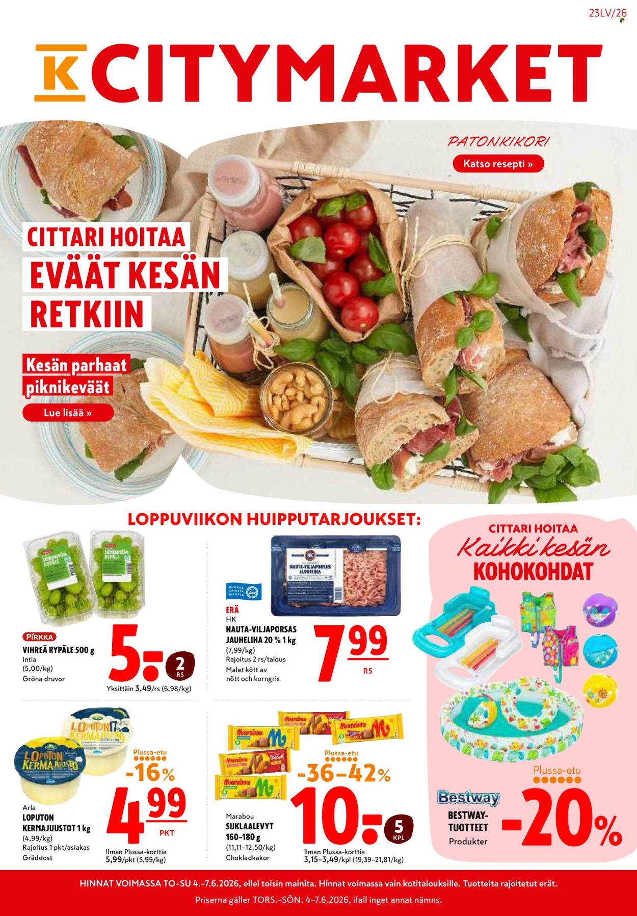 K-citymarket tarjouslehti  - 04.06.2026 - 07.06.2026. Sivu 1