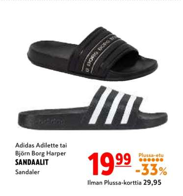 Adidas Adilette tai Björn Borg Harper SANDAALIT
