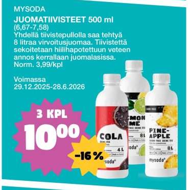 MYSODA JUOMATIIVISTEET 500 ml