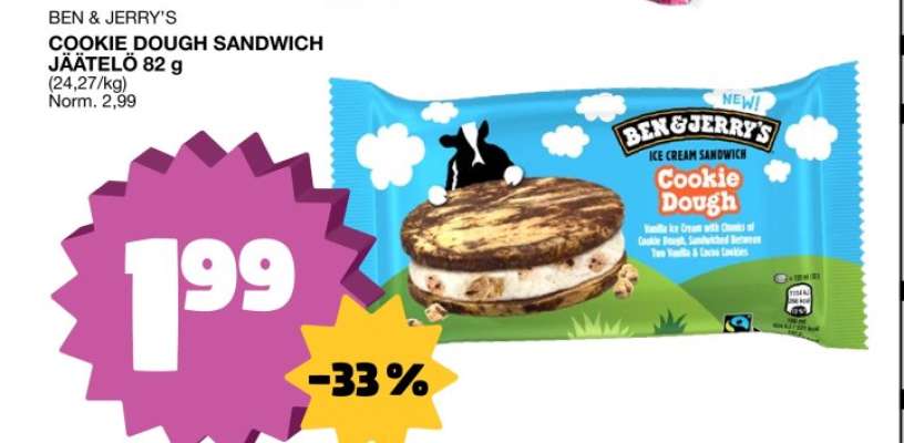 BEN & JERRY'S COOKIE DOUGH SANDWICH