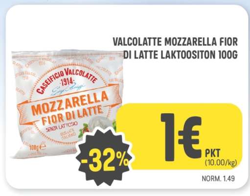 Valcolatte Mozzarella Fior di Latte Laktoositon 100g