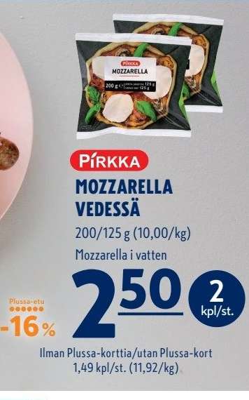 PIRKKA MOZZARELLA VEDESSÄ