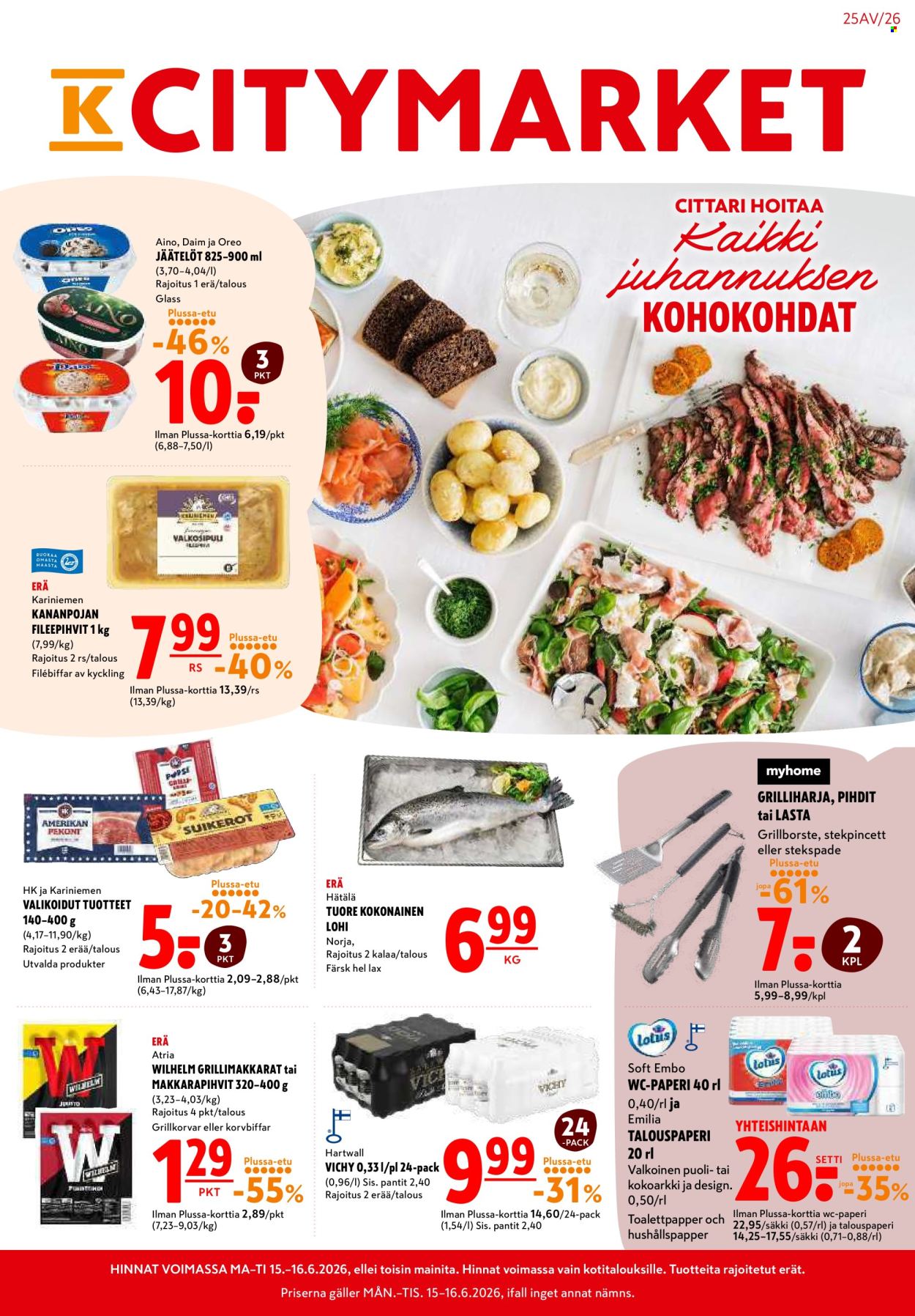 K-citymarket tarjouslehti  - 15.06.2026 - 17.06.2026. Sivu 1