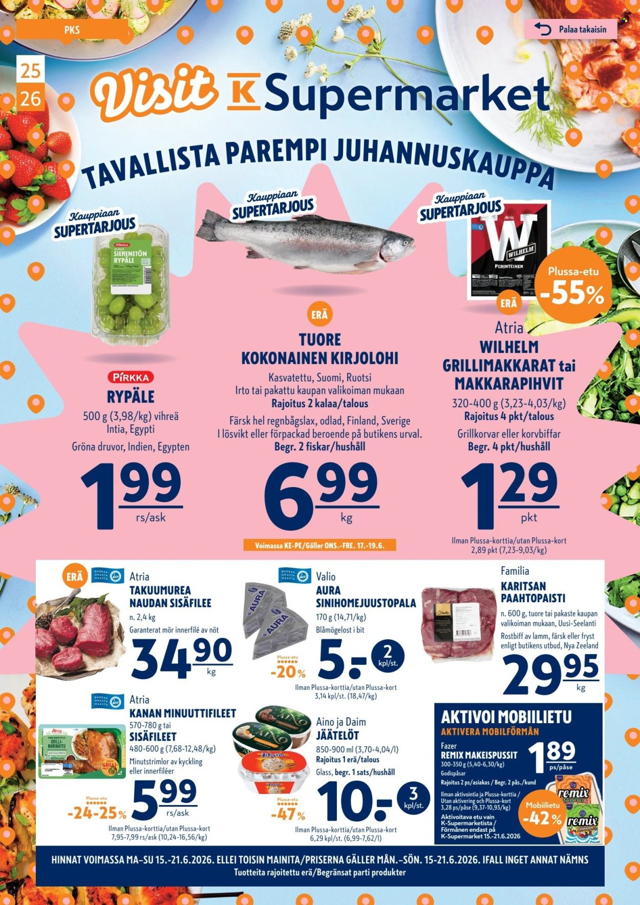 K-Supermarket tarjouslehti  - 15.06.2026 - 17.06.2026. Sivu 1