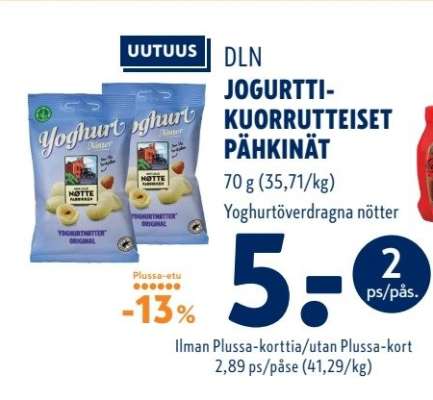 DLN JOGURTTI-KUORRUTTEISET PÄHKINÄT