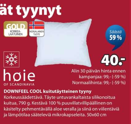 höie DOWNFEEL COOL kuitutäytteinen tyyny