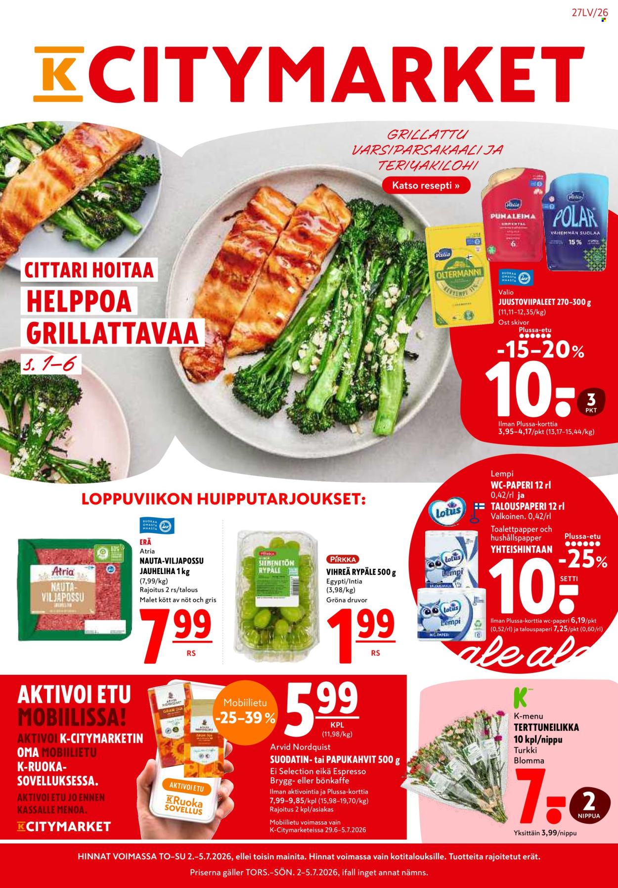 K-citymarket tarjouslehti  - 02.07.2026 - 05.07.2026. Sivu 1