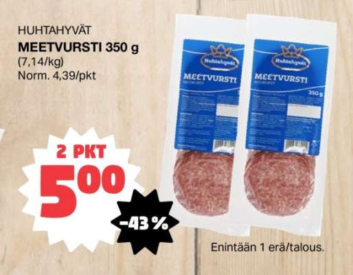 HUHTAHYVÄT MEETVURSTI 350 g