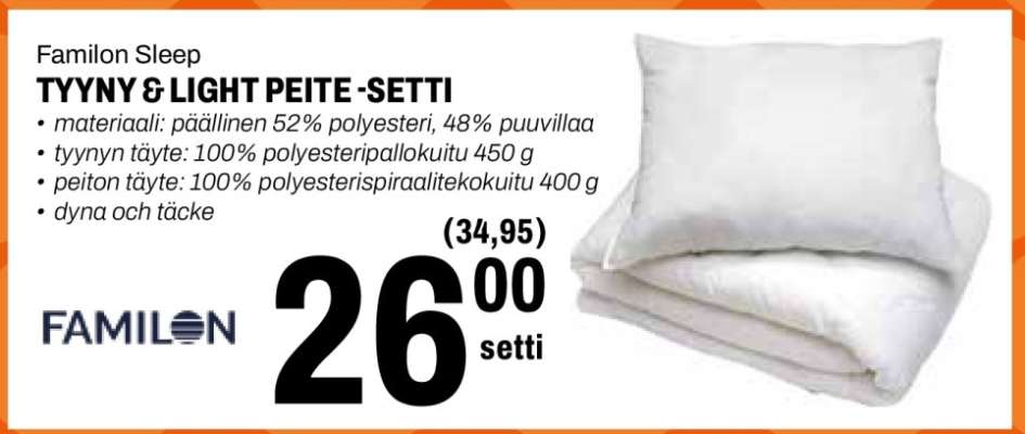 Familon Sleep TYYNY & LIGHT PEITE -SETTI