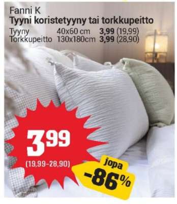 Fanni K Tyyni koristetyyny tai torkkupeitto