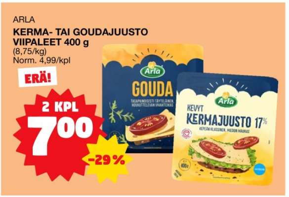 ARLA KERMA- TAI GOUDAJUUSTO VIIPALEET 400 g