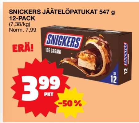 SNICKERS JÄÄTELÖPATUKAT 547 g 12-PACK