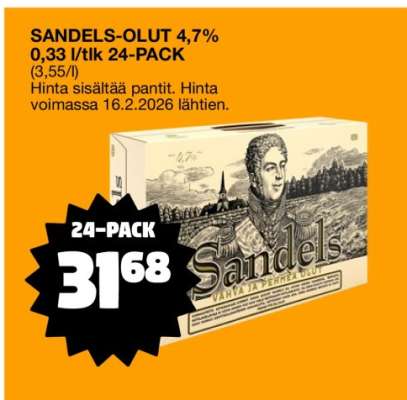 SANDELS-OLUT 4,7% 0,33 l/tlk 24-PACK