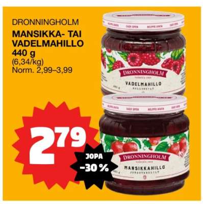 DRONNINGHOLM MANSIKKA- TAI VADELMAHILLO
