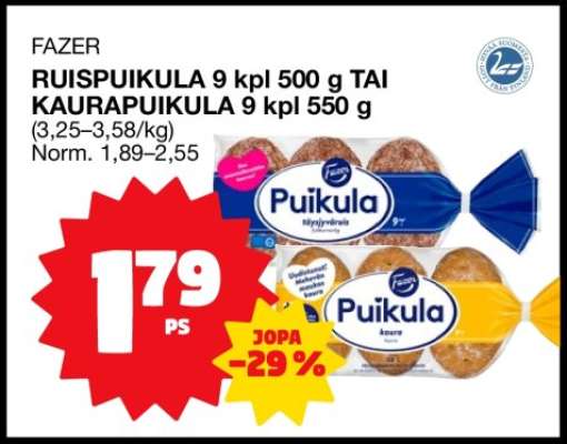FAZER RUISPUIKULA 9 kpl 500 g TAI KAURAPUIKULA 9 kpl 550 g