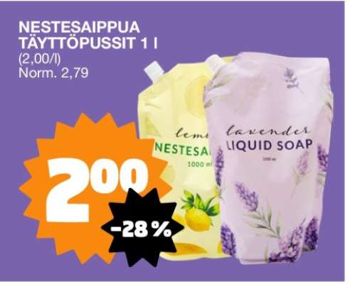 NESTESAIPPUA TÄYTTÖPUSSIT 1 l
