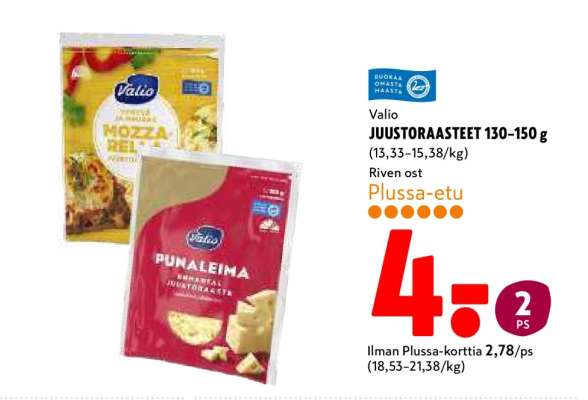 Valio JUUSTORAASTEET 130-150 g