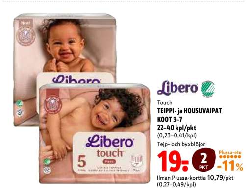 Libero TEIPPI- ja HOUSUVAIPAT KOOT 3-7