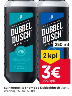Suihkugeeli & shampoo Dubbeldusch