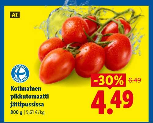 Kotimainen pikkutomaatti jättipussissa