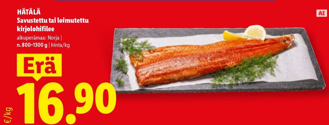 HÄTÄLÄ Savustettu tai loimutettu kirjolohifilee
