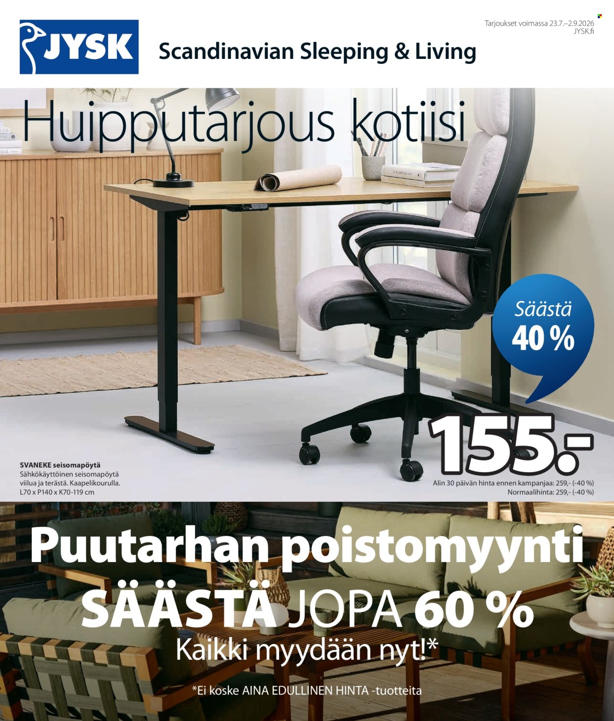 JYSK tarjouslehti  - 23.07.2026 - 02.09.2026. Sivu 1