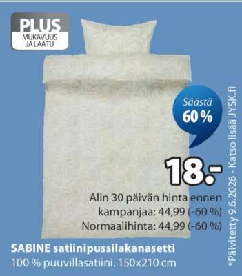 SABINE satiinipussilakanasetti