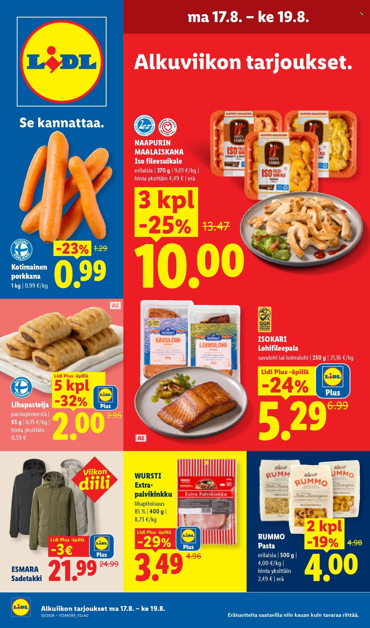 Lidl tarjouslehti  - 17.08.2026 - 19.08.2026. Sivu 1