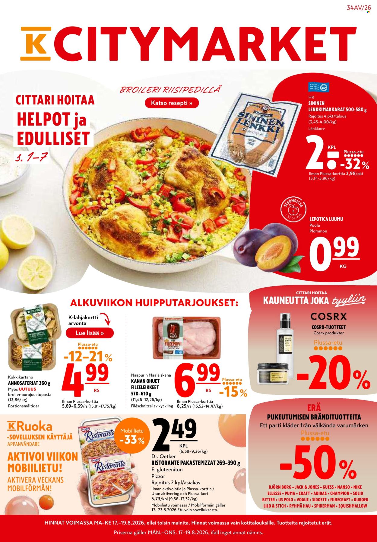 K-citymarket tarjouslehti  - 17.08.2026 - 19.08.2026. Sivu 1